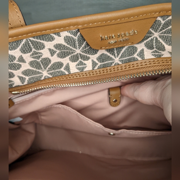 Kate Spade Flower Jacquard Market Medium Tote, Pink and Brown - Picture 9 of 10